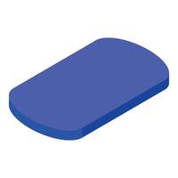 Blue rounded rectangle floating in white space isometric projection vector