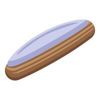 Delicious eclair with purple icing filling representing french dessert vector