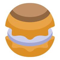 Delicious round burger with melting cheese and honey sauce dripping down vector