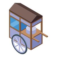 Isometric view of a street food cart displaying snacks and refreshments vector