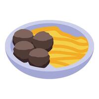 Meatballs with mashed potatoes served on a plate vector