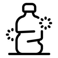 Crumpled empty plastic bottle being squeezed and compressed vector
