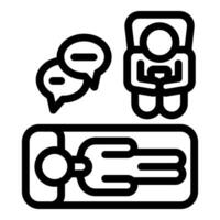 Psychologist listening to patient lying on couch during psychotherapy session vector