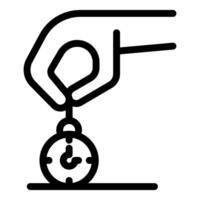 Hand holding stopwatch icon representing time management and deadline control vector