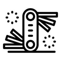 Multitool knife unfolding its multiple tools for repairing and fixing vector