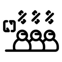 Team receiving triple percent bonus while exchanging rotating arrows icon vector