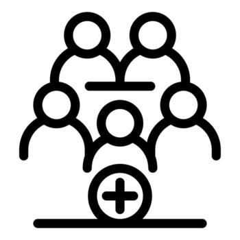 Adding new member to online business community with plus sign icon vector