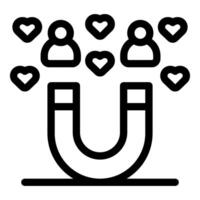 Magnet attracting customers with love and hearts representing customer relationship management vector