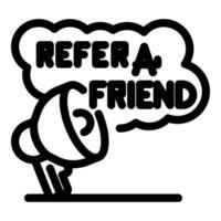 Megaphone announcing refer a friend program with speech bubble vector