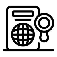 Passport check with magnifying glass focusing on global travel and immigration procedures vector