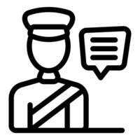 Police officer making an announcement with speech bubble icon vector