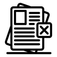 Rejected document with delete icon symbolizing removal or discarding vector