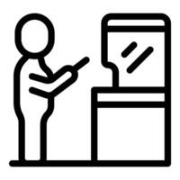 Voter inserting ballot into electronic voting machine vector