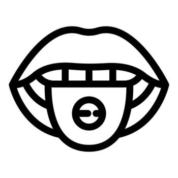 Open mouth showing tongue with pill dissolving on it vector