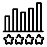 Growing bar graph with four stars customer rating increasing vector