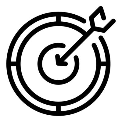 Arrow hitting center of target symbol of success and achievement