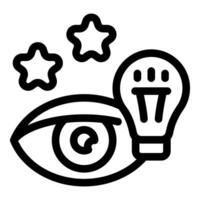 Eye watching light bulb having an idea generating stars vector