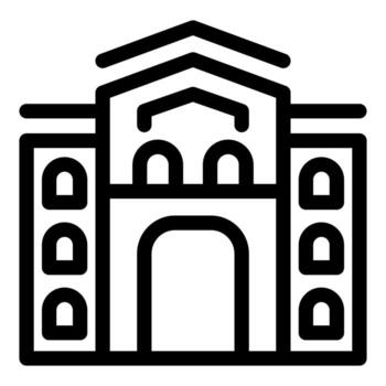 Traditional building with arched entrance and multiple windows representing urban architecture vector