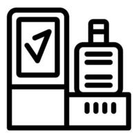 Luggage scanner showing check mark in airport security check vector