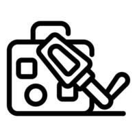 Metal detector and case for treasure hunting showing discovery vector