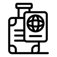 Suitcase with international passport for traveling and tourism vector