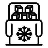 Portable freezer keeping ice cubes frozen for food preservation vector