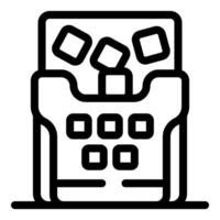 Ice maker machine displaying falling ice cubes, home appliance icon vector