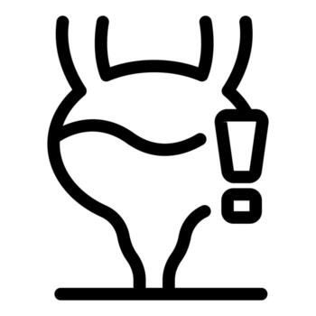 Bladder problem showing urinary infection with alert sign vector