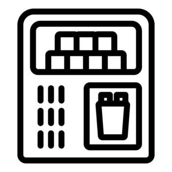 Vending machine dispensing products with keypad and display showing items vector