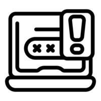 Laptop showing password error notification for system security alert vector