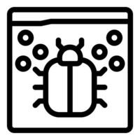 Software bug infecting operating system with viruses displayed on monitor vector