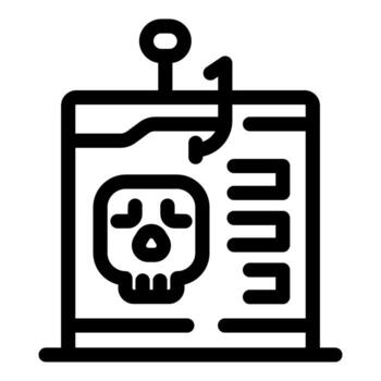 Phishing stealing data from computer with skull symbol vector