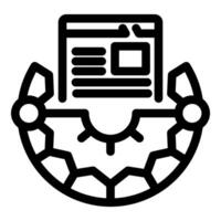 Web page integrating with gear configuration representing website optimization process vector