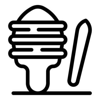 Beekeeper harvesting honey from a beehive using a honey dipper vector