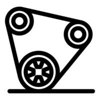 Timing belt connecting rotating gears and pulleys, ensuring synchronized movement vector