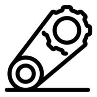 Simplified gear and belt mechanism icon design vector