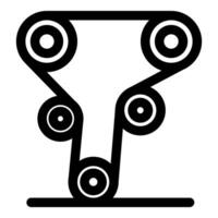 Timing belt rotating and connecting pulleys in internal combustion engine vector