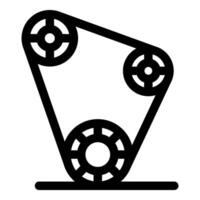 Timing belt rotating around pulleys in a car engine vector