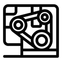 Timing belt connecting rotating gears in internal combustion engine vector