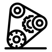 Timing belt rotating and powering gears in a car engine vector