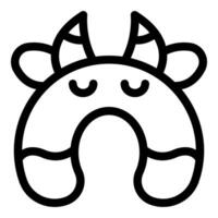Sleeping travel pillow icon, comfortable neck support for journeys vector