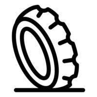 Off road tire rolling on a flat surface, showing its aggressive tread pattern vector