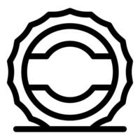 Round metal bottle cap with blank label is standing on a surface vector