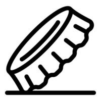 Crown cork lying on the floor, simple black and white icon vector