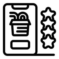 Online food ordering app receiving five star rating for excellent service vector