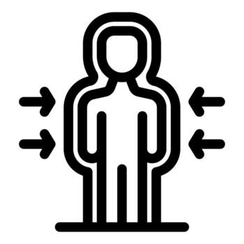 Person standing with arrows pointing inwards and outwards representing introversion and extroversion vector