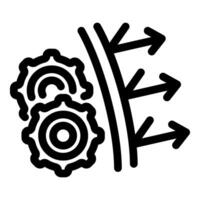 Breathable material allowing airflow, represented by cogwheels and arrows vector
