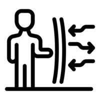 Man feeling air conditioning, cold wind blowing, air flow, heat transfer vector