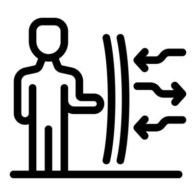 Man feeling air conditioning, cold wind blowing, air flow, heat transfer