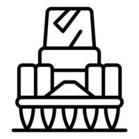 Smart farm machine planting crops in cultivated field icon vector